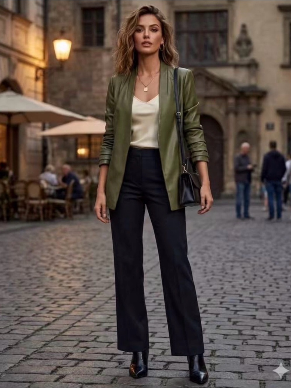 NWT Dolce Cabo Army Green Faux Leather Blazer/jacket